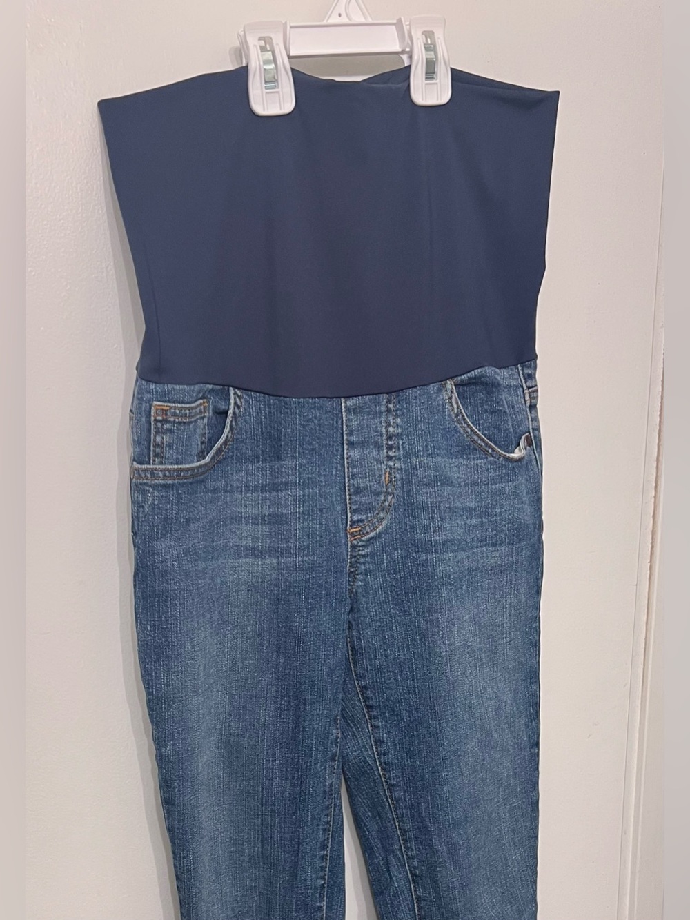 M maternity Maternal America cotton Blue Denim Jeans FULL PANEL Skinny Stretch